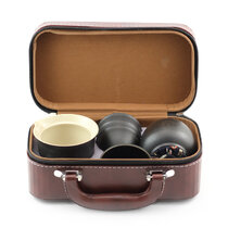 Travel Tea Set in a Case – Black Ceramic with Gaiwan