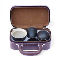 Travel Tea Set in a Case – Black Ceramic with Gaiwan