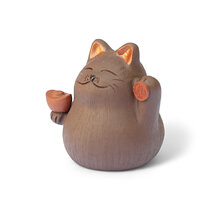 Tea Pet - Happy Cat - Dark Clay