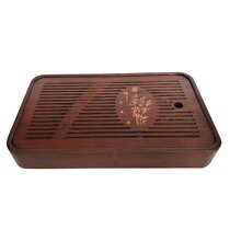 Dark Bamboo Tea Tray with Rounded Corners - Bamboo motif