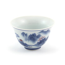 Premium Porcelain Tea Cup - Mountains & Plum Blossom
